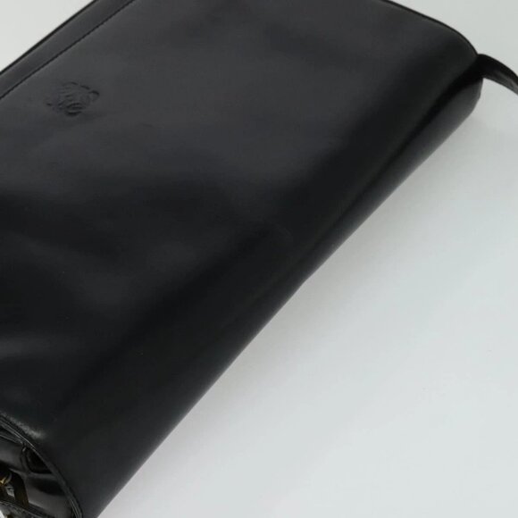 LOEWE Anagram Shoulder Bag Leather Black Gold Auth bs27097 - Picture 9 of 16